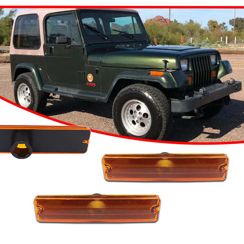 Suitable for 87-95 for Jeep for Wrangler YJ, Amber Front Bumper Mudguard Side Marker Light Housing