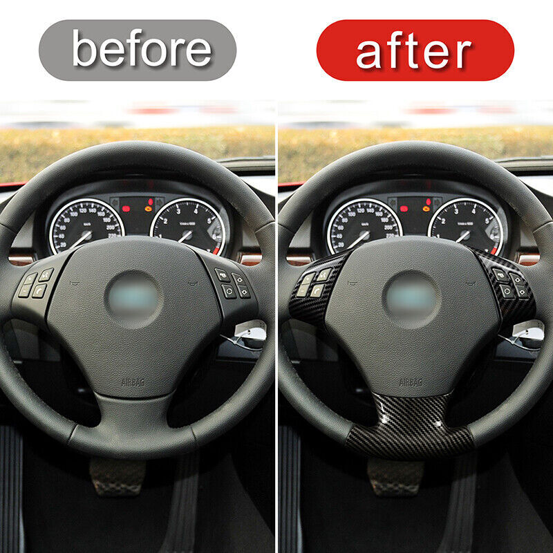 Carbon Fiber Look Steering Wheel Panel Cover Trim for BMW 3 Series E90 2005-2012