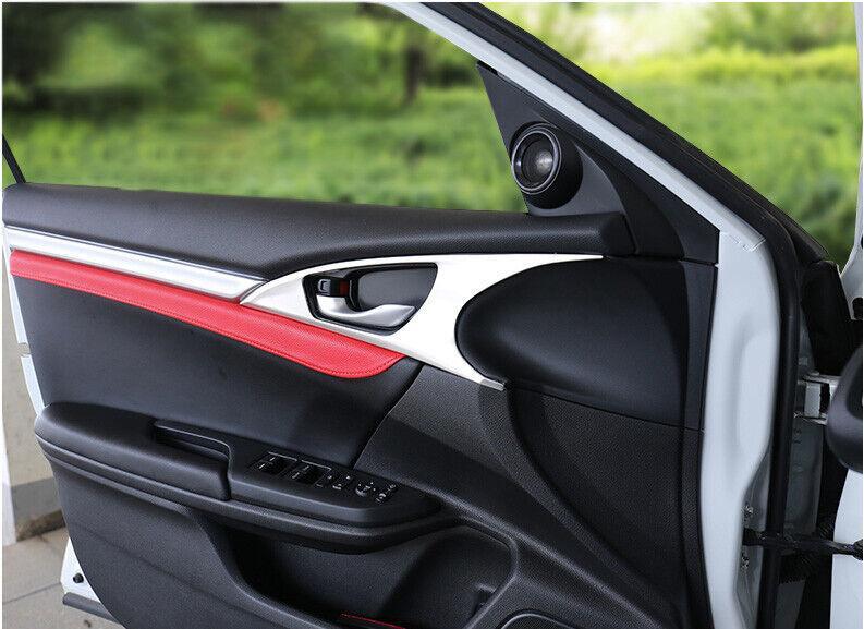 for Honda for Civic Sedan 2016-2021 10th Silver Steel Inner Door Handle Cover Trim