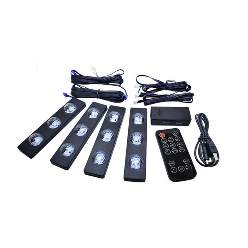 Car 12LED RGB Star Sole Atmosphere Lights Sound Control Decor Bottom Lamp Kit