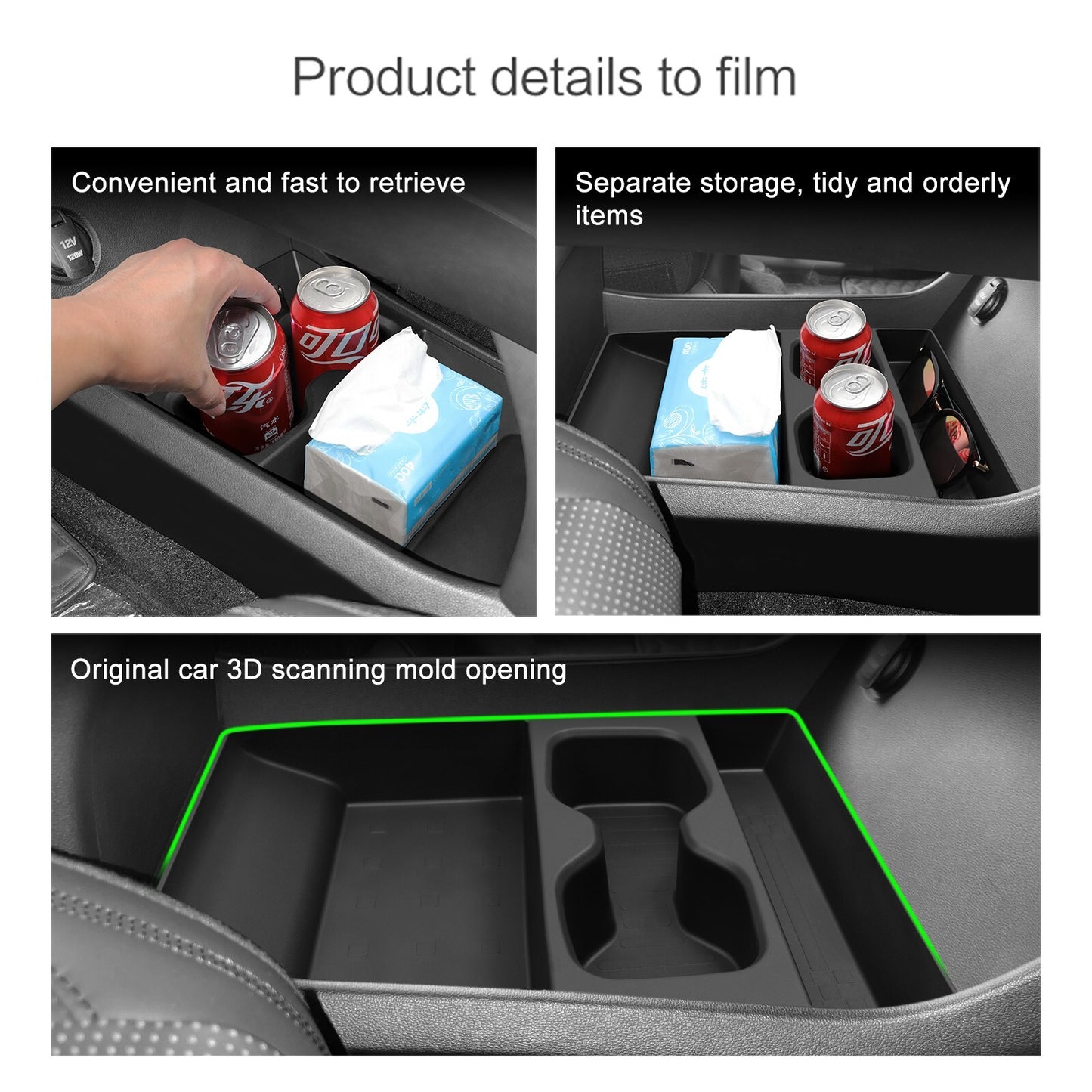 for Hyundai Santa Fe 2024 2025 Central Storage Box Lower Layer Tray Organizer