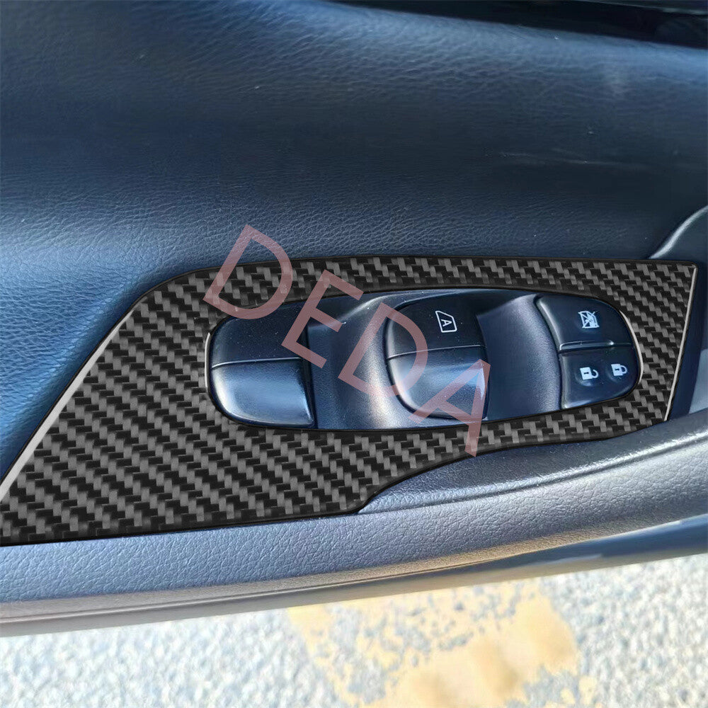 4¡ÁCarbon Fiber Window Lift Switch Button Cover for Nissan Altima Teana 2013-2018