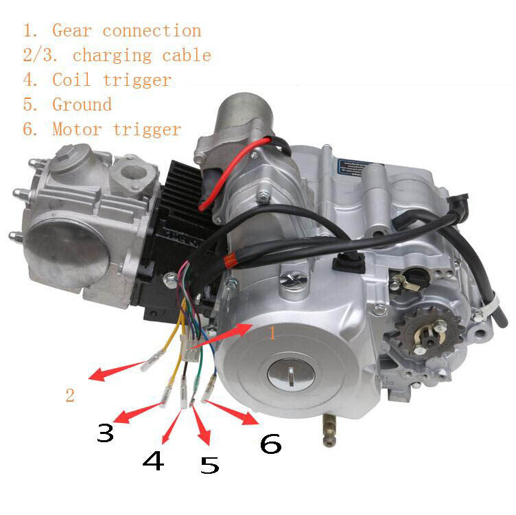 125cc engine motor kit, semi-automatic reverse 3+1, suitable for all-terrain vehicles, for Honda ATC70, cooler.