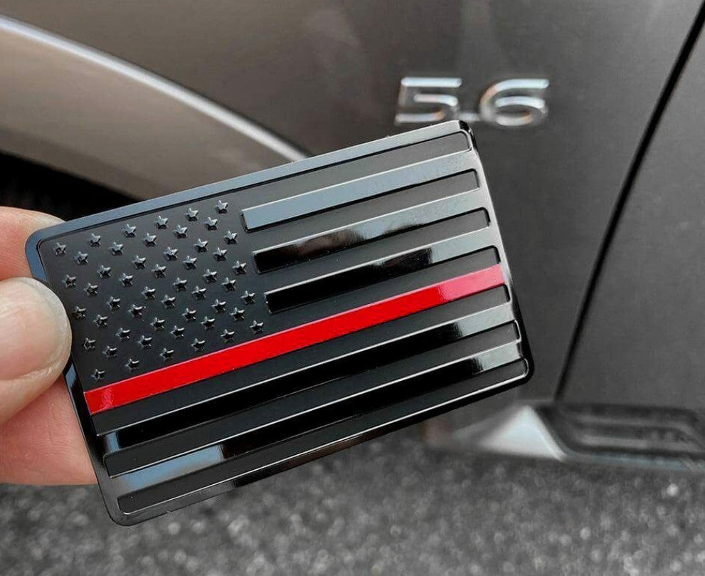 Car side fender rear trunk badge sticker American flag black and red for Chevrolet