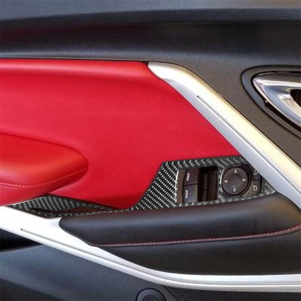 4Pcs Carbon Fiber Window Lift Switch Panel Cover for Chevy Camaro 2016-23 A-type