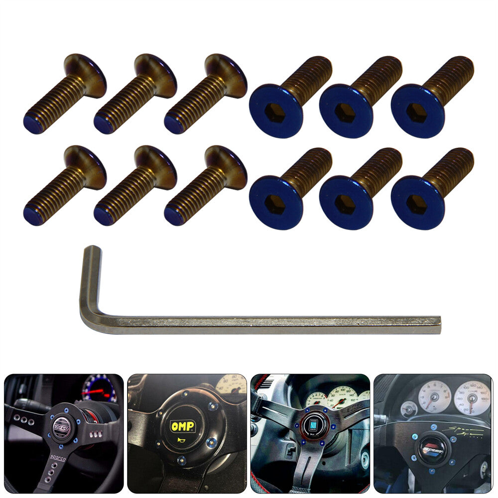 12Pcs Steering Wheel Bolt Screw Kit For Momo Nardi Personal NRG Sparco Flat Head
