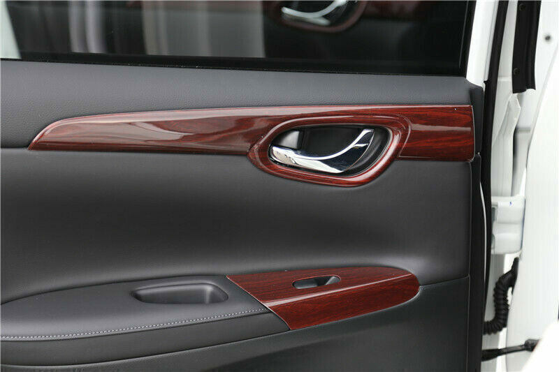 For 13-2019 for Nissan Sentra Abs Wood Grain Inner Door Panel Moulding Cover Trim 4P