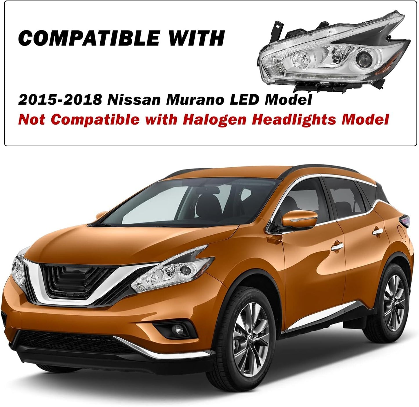 Full LED Headlights Assembly Headlamps Left+Right For 2015-2018 for Nissan Murano