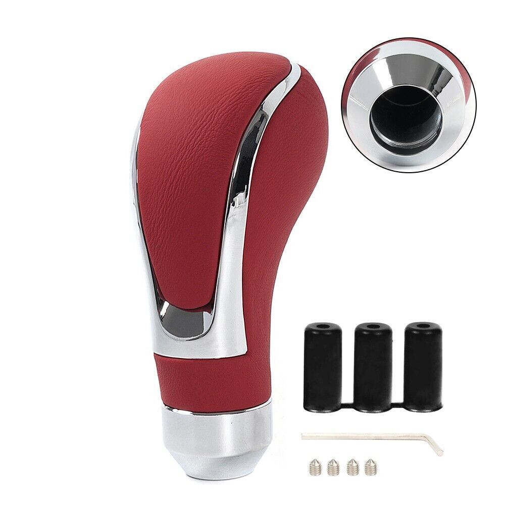 Red Universal Leather Automatic Car Shift Knob Manual Gear Stick Shifter Lever