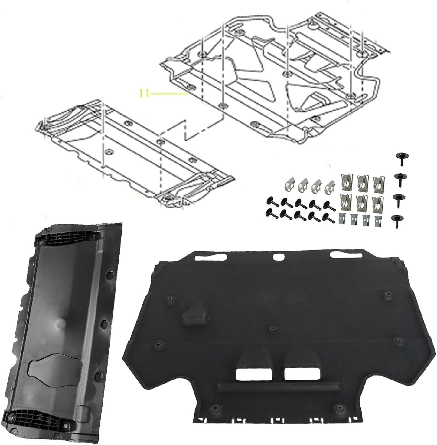 Radiator Support Cover+Splash Guards+Clips for Audi A6 (4G/C7) A7 (4G) 2011-18