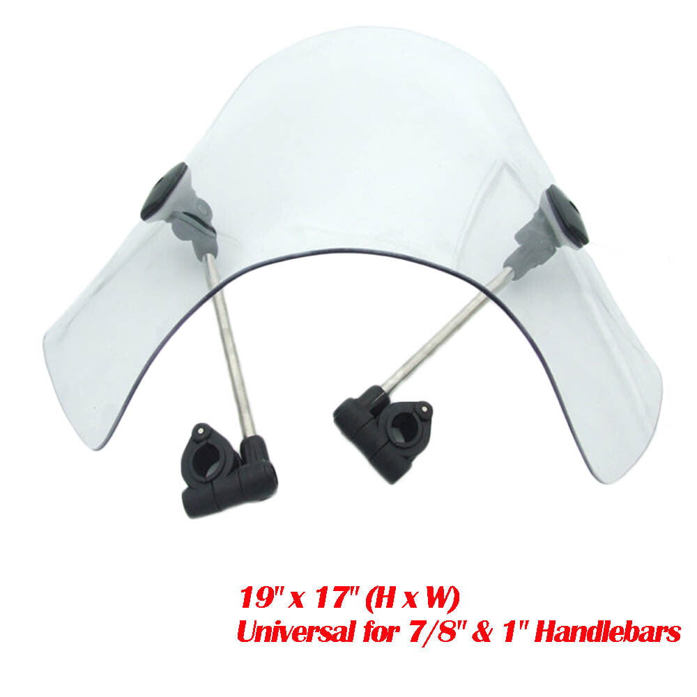 Motorcycle Screen Front Windshield WindScreen for 7/8''/ 1'' Handle Bars Clear