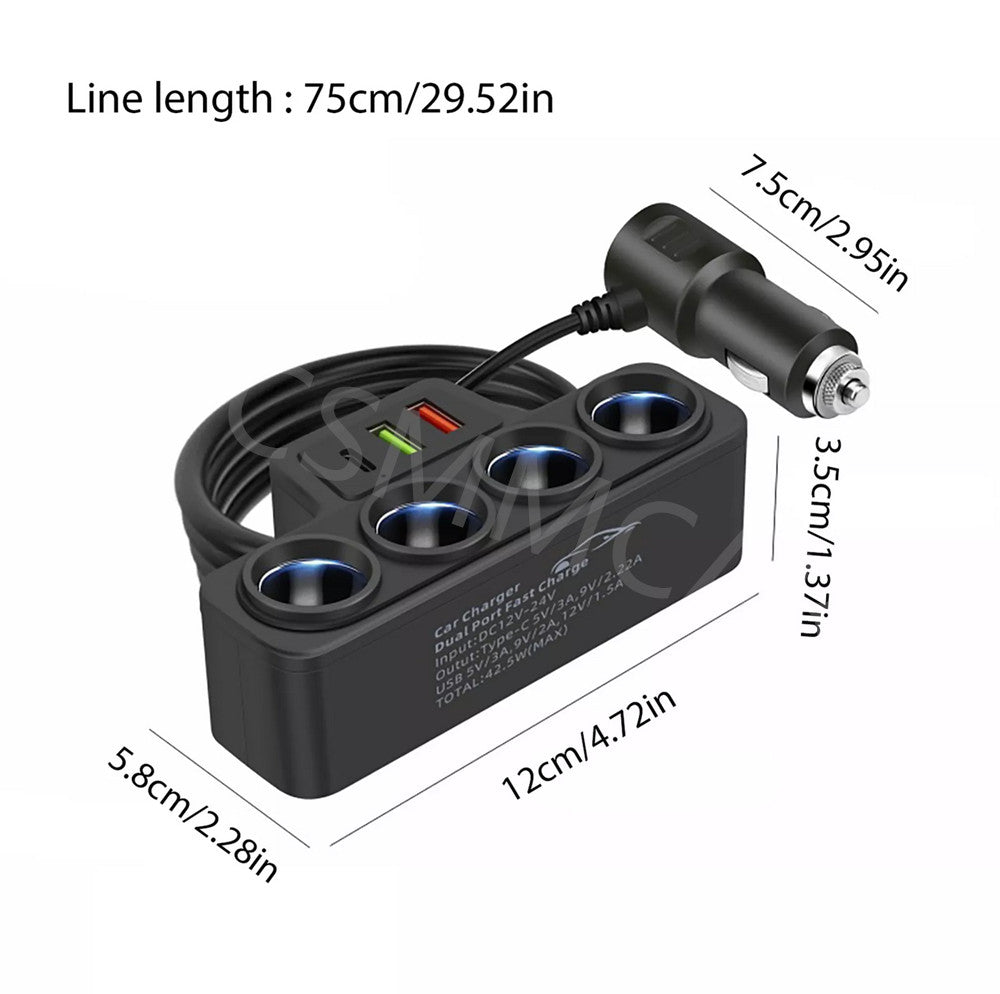 Cigarette Lighter Socket USB Charger Splitter Outlet Power Adapter For Car Boat