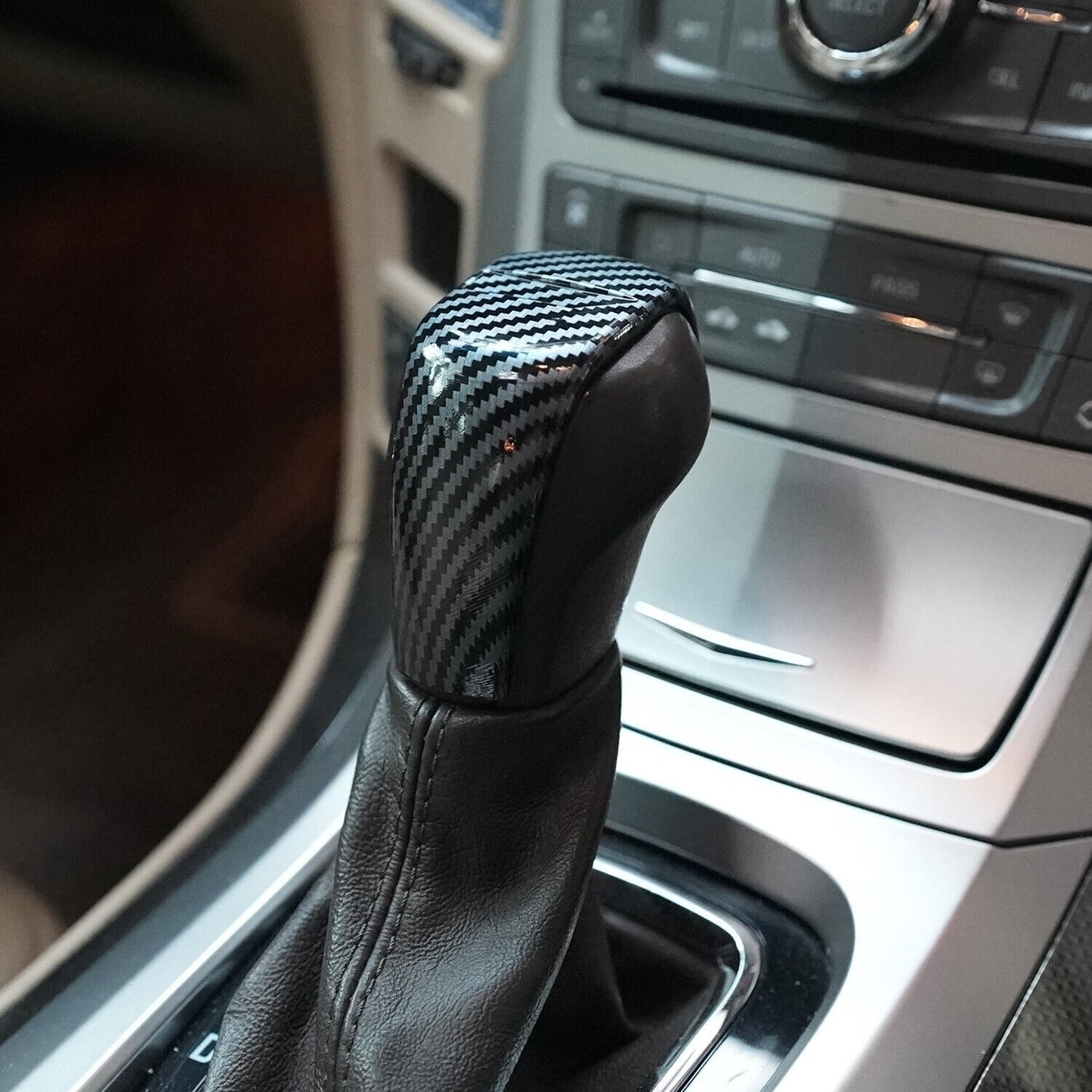 for Cadillac CTS 2008-2013 Carbon Fiber Look Car Shift Button Cover Trim