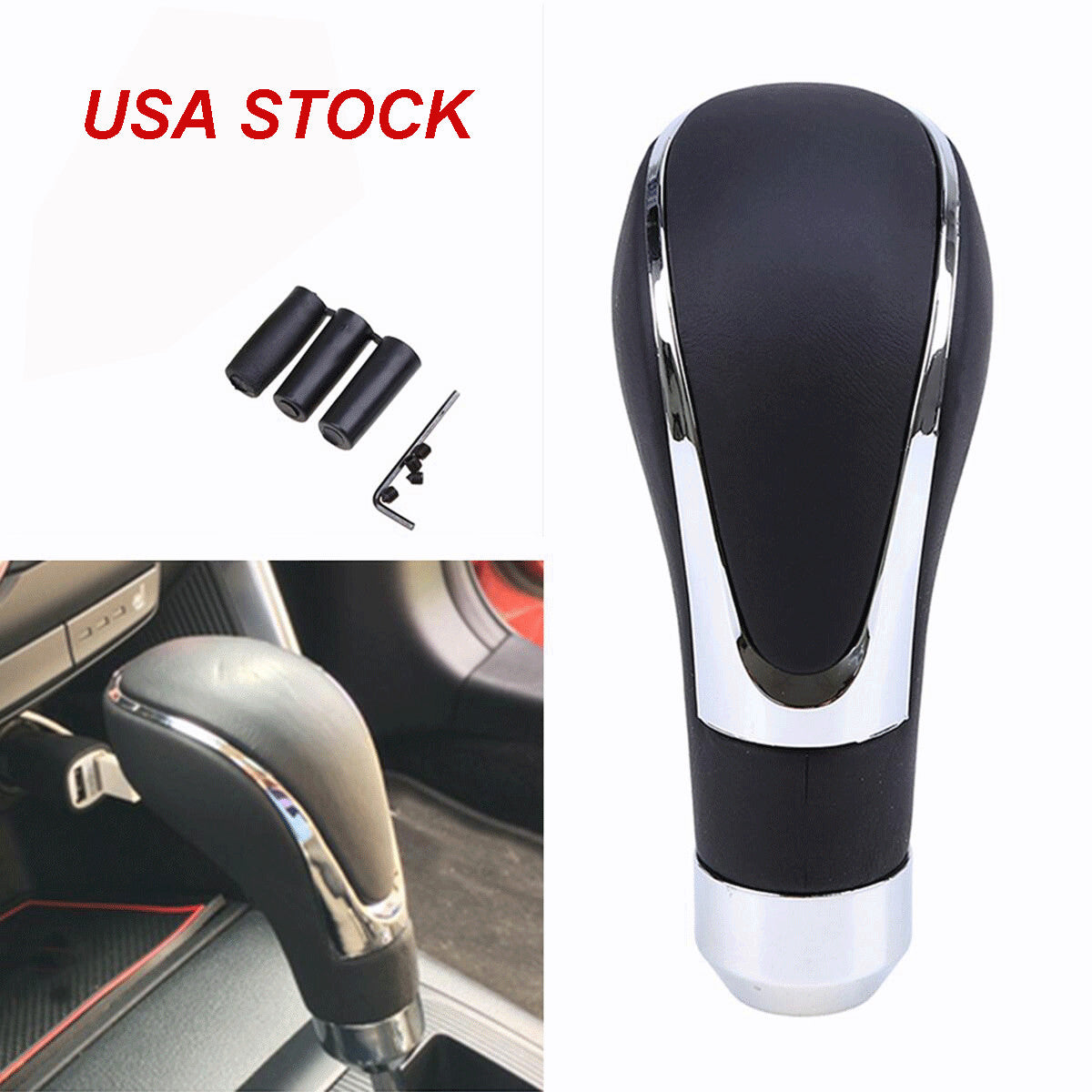 Universal Leather Automatic Auto Car Gear Stick Shift Knob Shifter Lever Cove