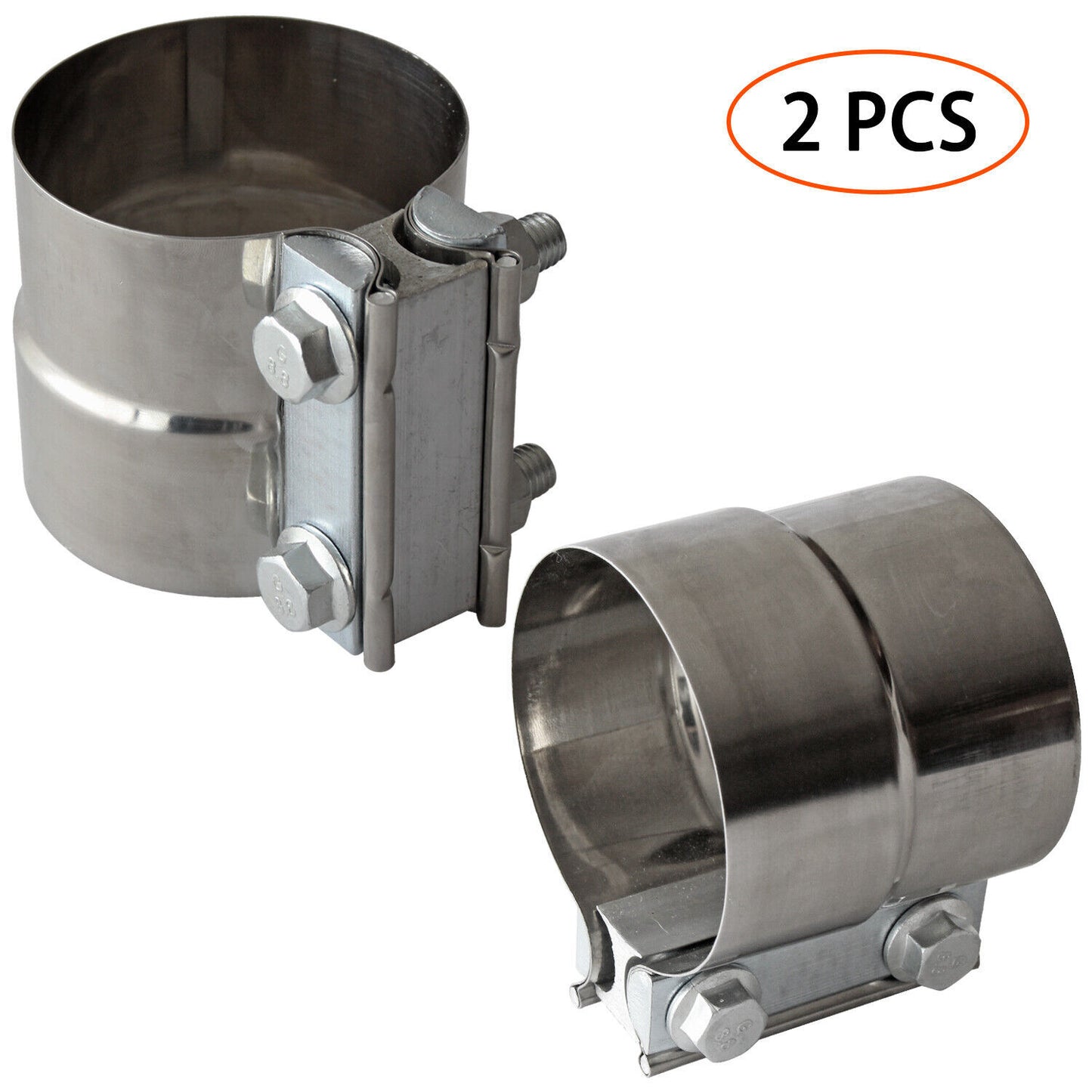 2PC 3 Inch Exhaust Clamps Stainless Steel Muffler Band Clamp for 3 In Diameter