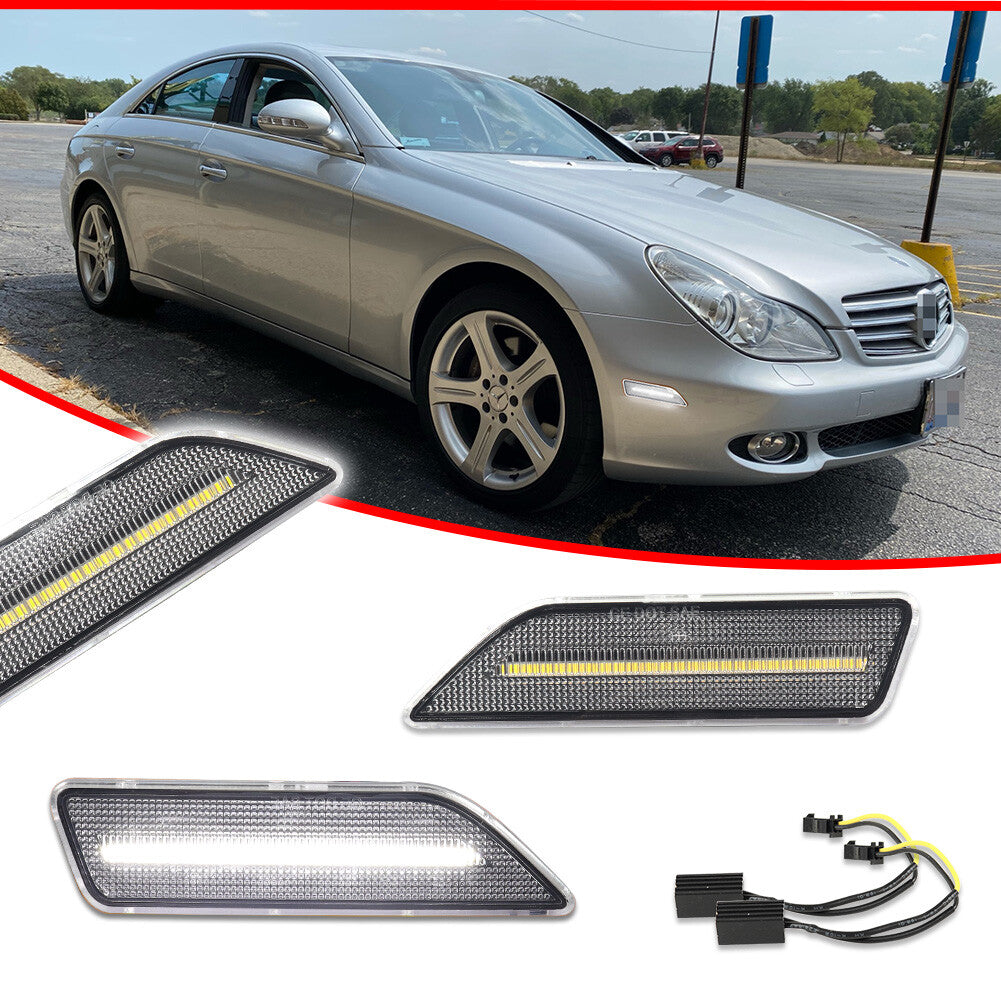 Suitable for 06-11 for Benz W219 CLS-Class AMG front corner side marker lights - Transparent white LED