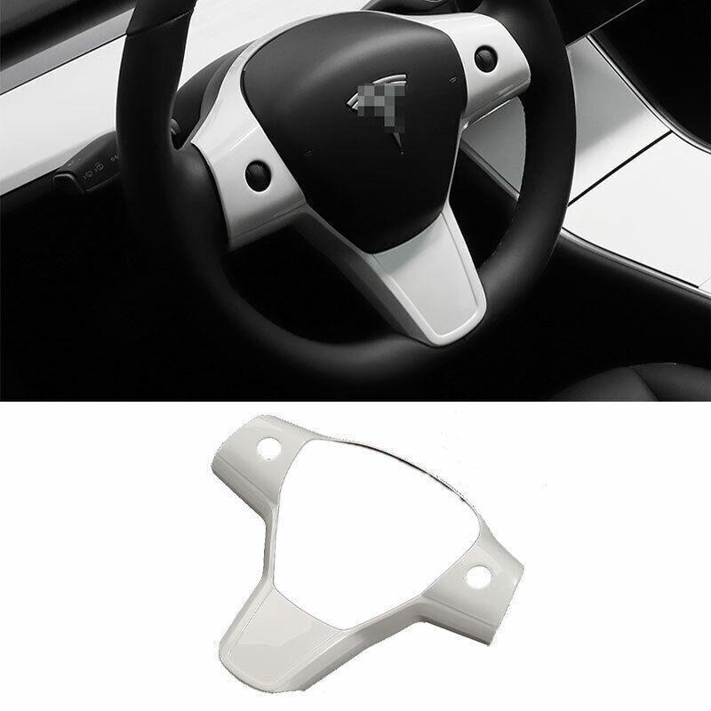 ABS White Steering Wheel Strip Cover Trim 1PCS for Tesla Model 3 Y 2017-2023