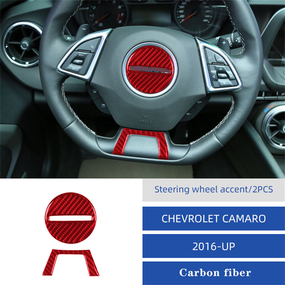 Red Carbon Fiber Steering Wheel Center Lower Trim for Chevrolet Camaro 2016-23