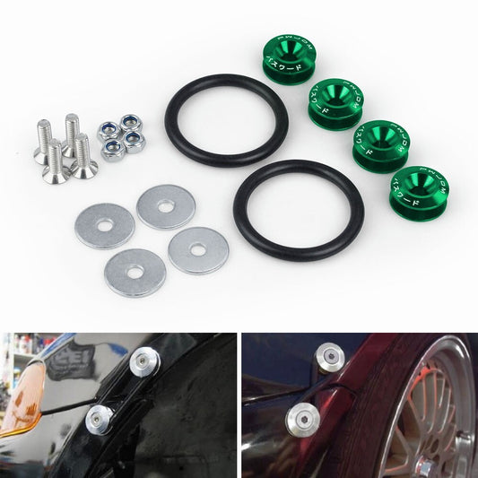 Green JDM Quick Release Fasteners Car Bumpers Trunk Fender Hatch Lids Kit