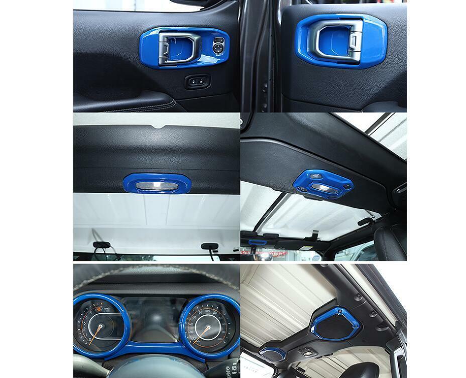 Fit for Jeep for Wrangler JL/JT 2018-2021 21PCS ABS BLue Car Interior kit Cover Trim