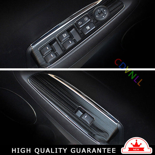 Glass Window Lifting Lock Panel Trim Fit for Kia K3 Forte 2014-18 Black Titanium