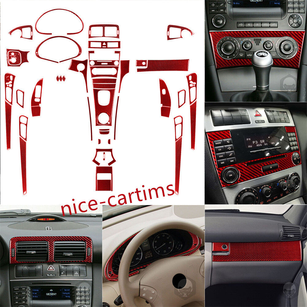 44¡Á Red Carbon Fiber Interior Full Set Trim Kits for Benz C Class W203 2005-2007