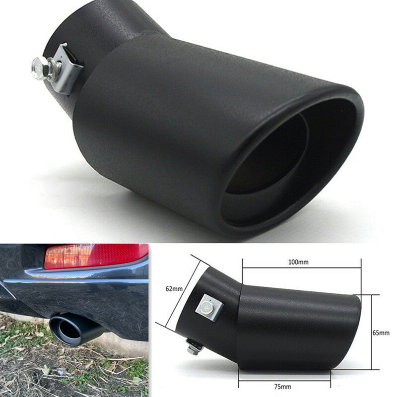 Car Exhaust Pipe 62mm Stainless Steel Bend Muffler Tip Tail Throat Black Matte