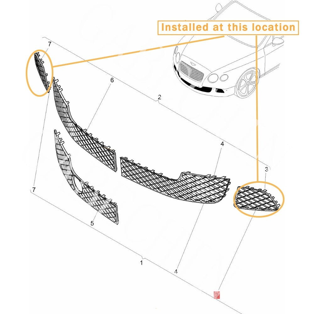 for BENTLEY GT GTC Lower Grill Panel Insert Kit : 3W3807683/684