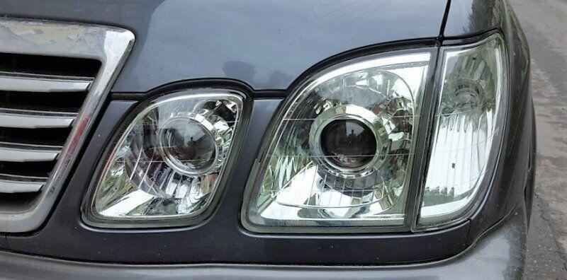 Fit for Lexus LX470 UZL100 Headlights Head lamp Green lens Set LH + RH 1998-2007