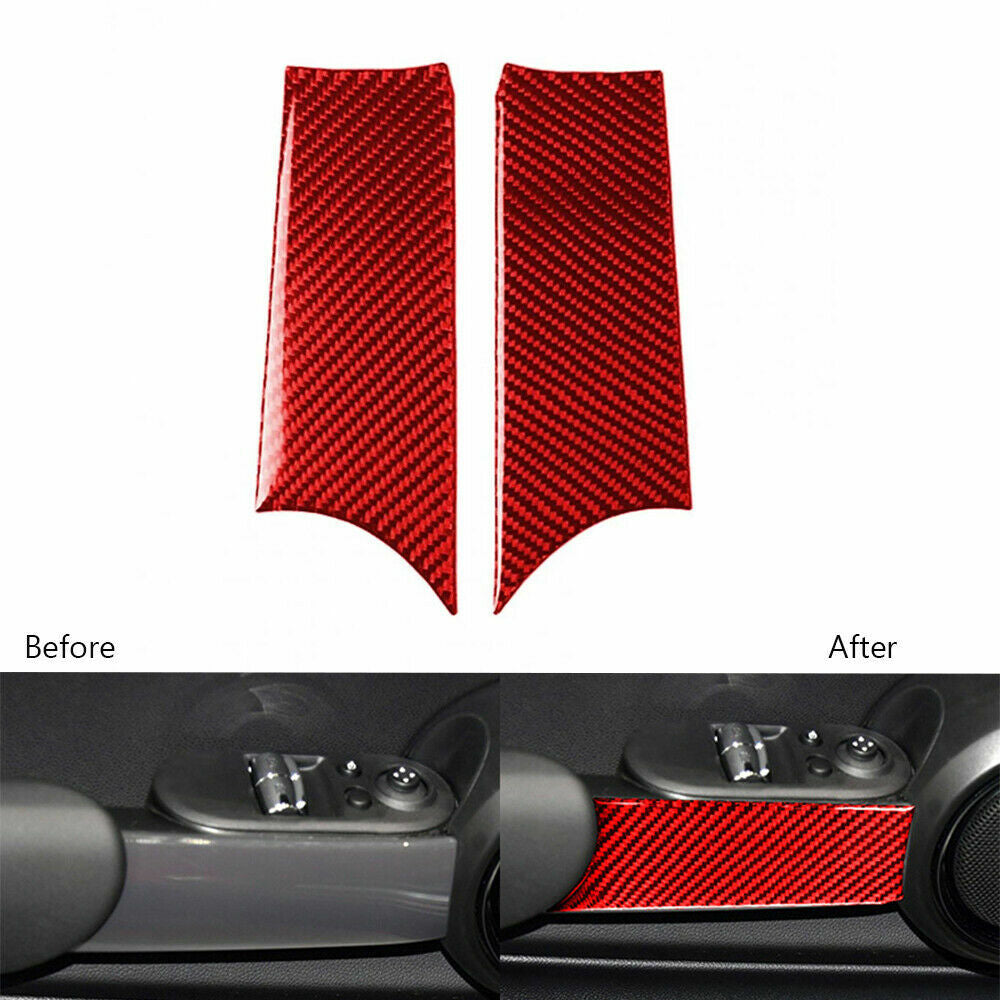 2Pcs Carbon Fiber Inner Door Handle Panel Cover Trim Fit for Mini Cooper F56