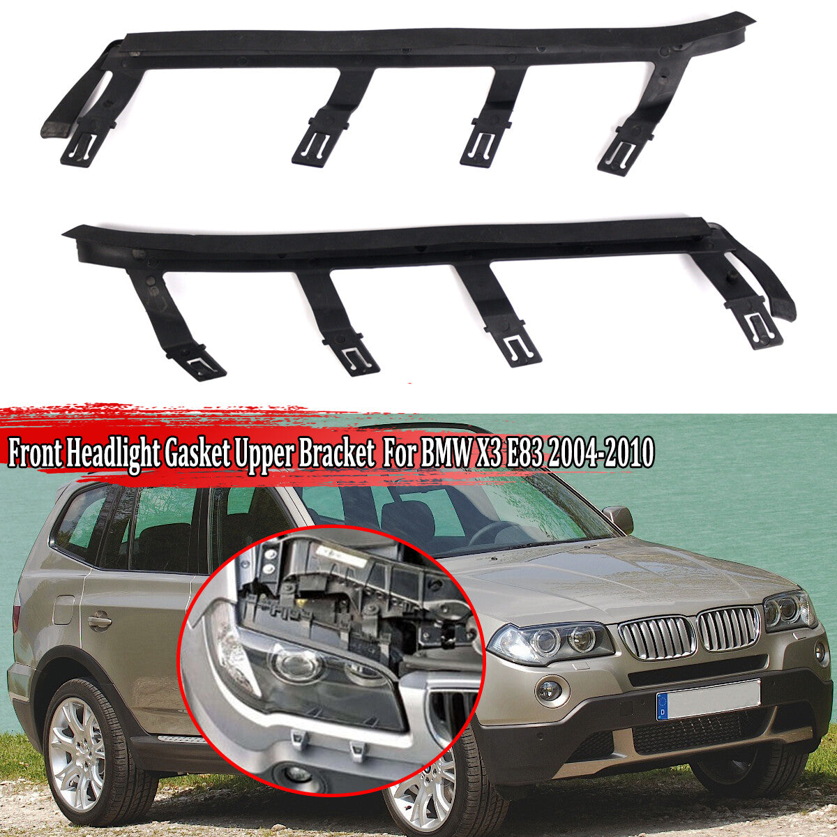 A pair of headlight spacer brackets for BMW X3 E83 2004-2010 6346939274