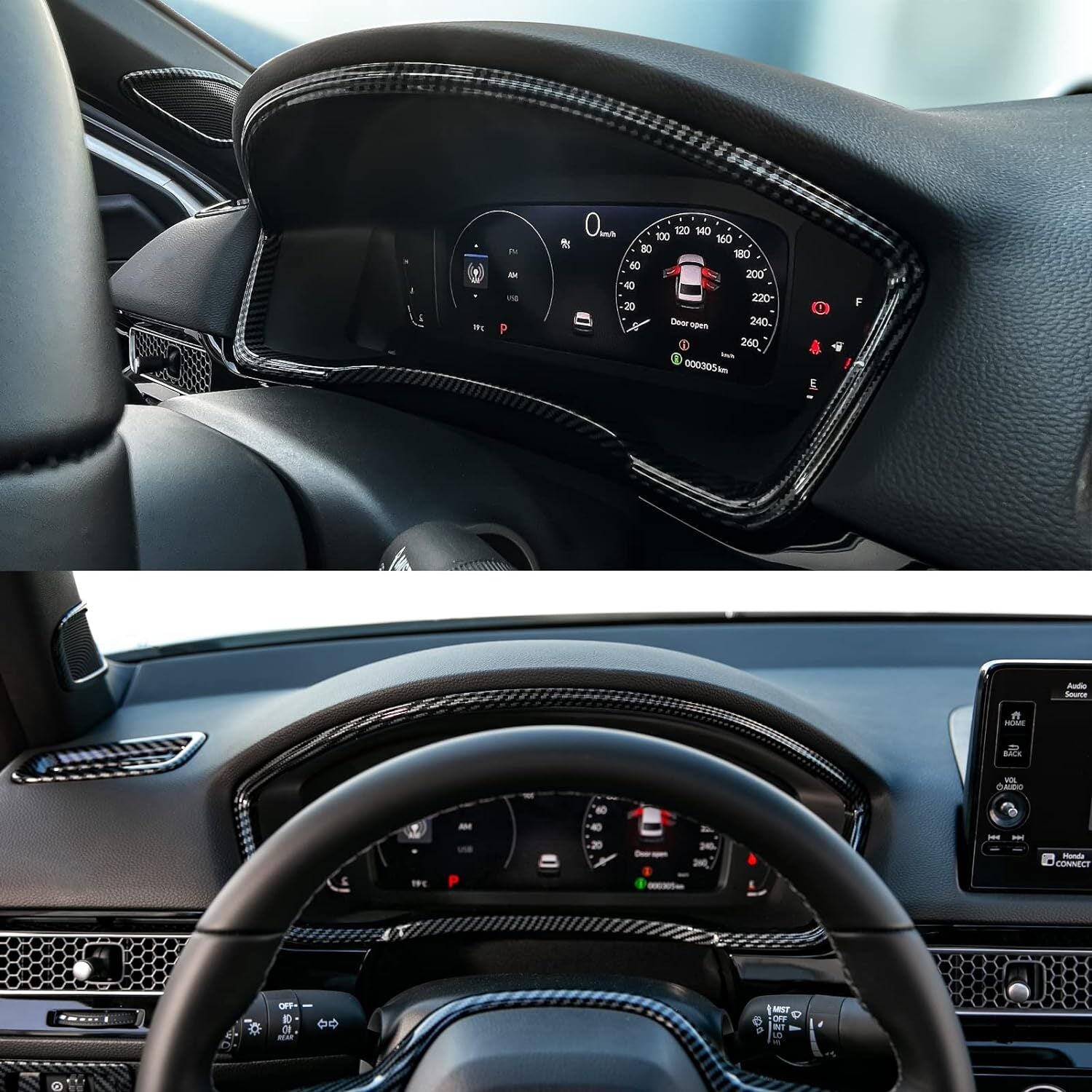 1-piece dashboard frame and instrument panel cover trim for Honda for Civic 2022-2024