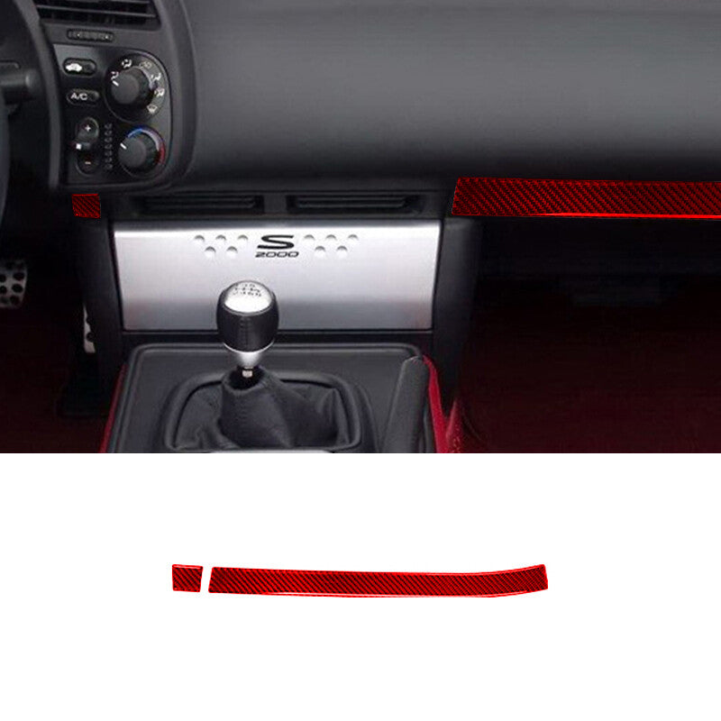 Red Carbon Fiber Interior Dashboard Strip Cover Trim for Honda S2000 2004-2009