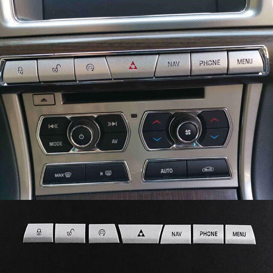 7PCS Alloy Silver Multimedia Button Trim for Jaguar XF 2012-2015 Car Accessories