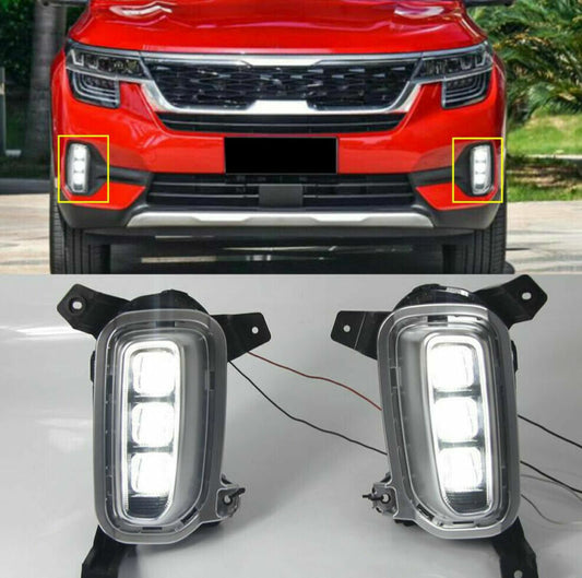 for Kia Seltos 2020-23 LED DRL Daytime Running Light Fog Lamp Bumper Turn Signal