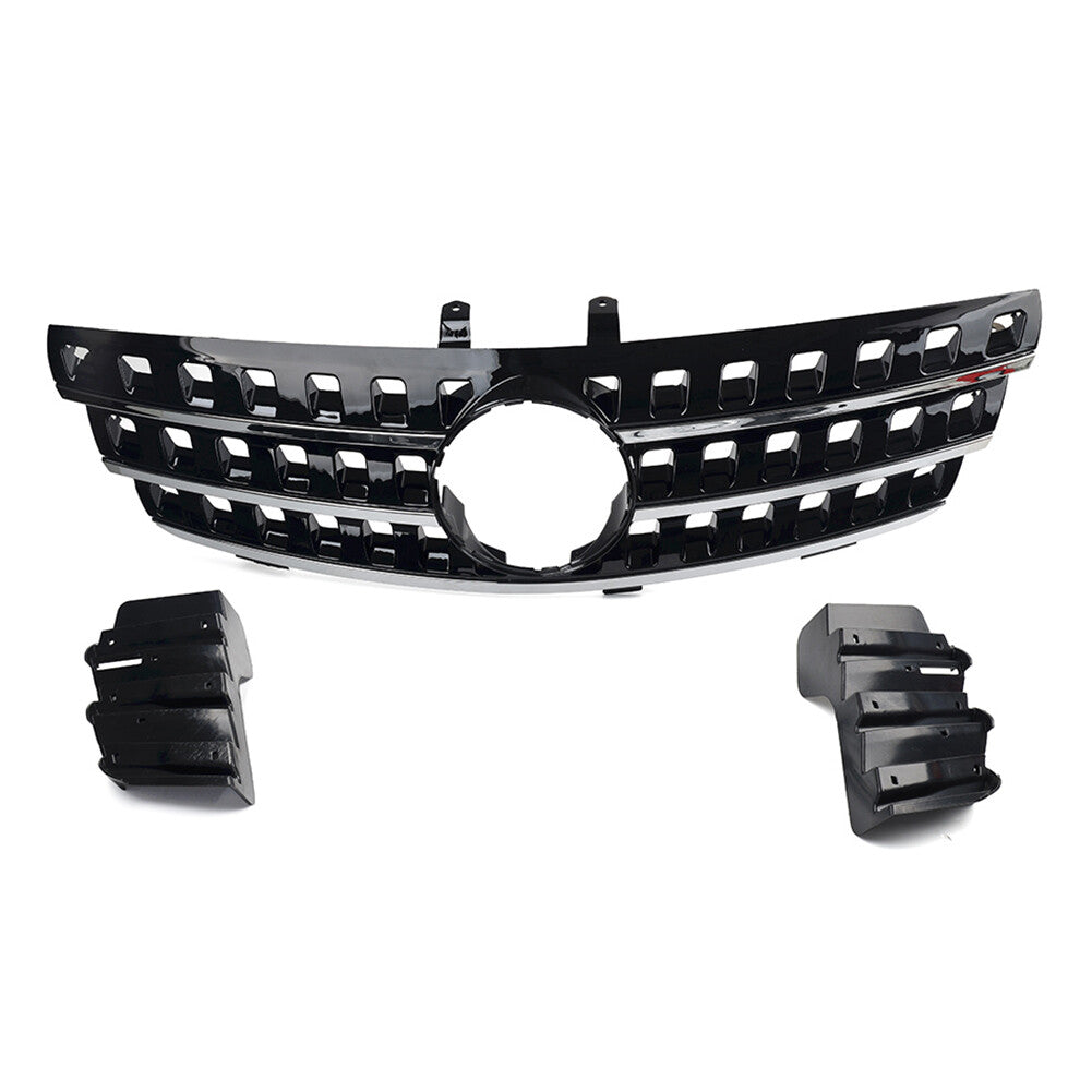 3-Fin Front Upper Hood Grill Grille Fit for Benz ML Class W164 2005-2008 06 ABS