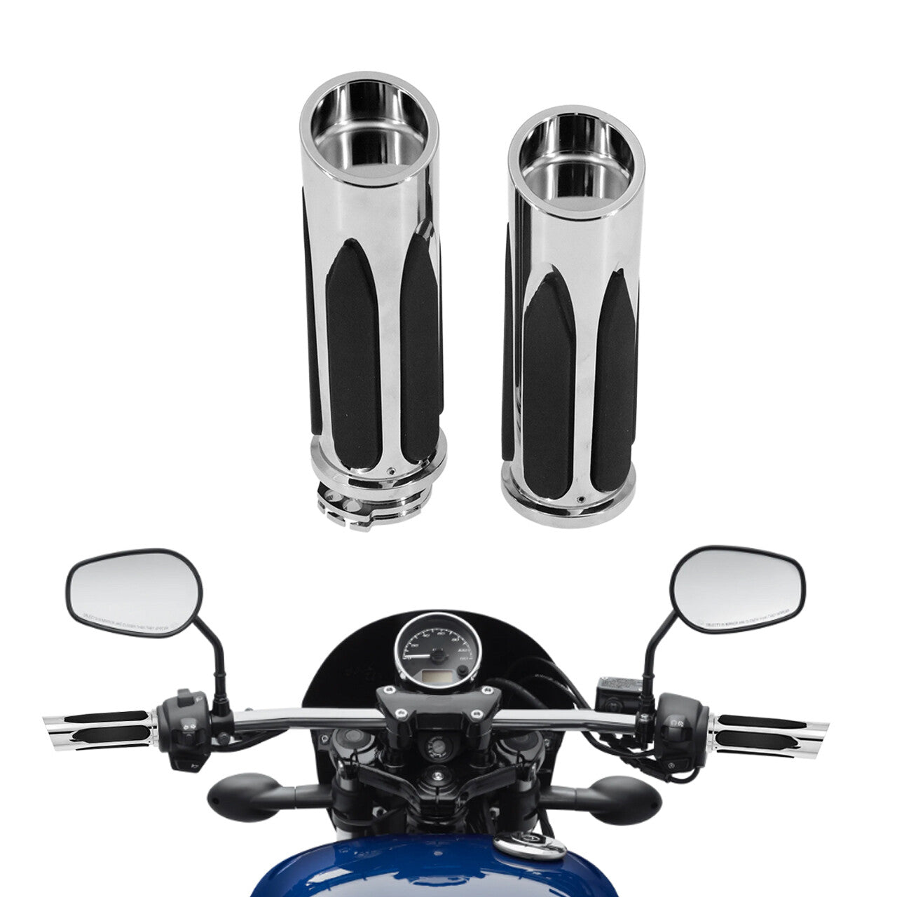 Chrome 1 Handlebar Hand Grips for Harley Touring Road King Electra Glide 96-07