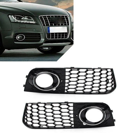 Front Fog Light Honeycomb Hex Mesh Grille Cover for Audi A4 B8 2009-2012 Chrome