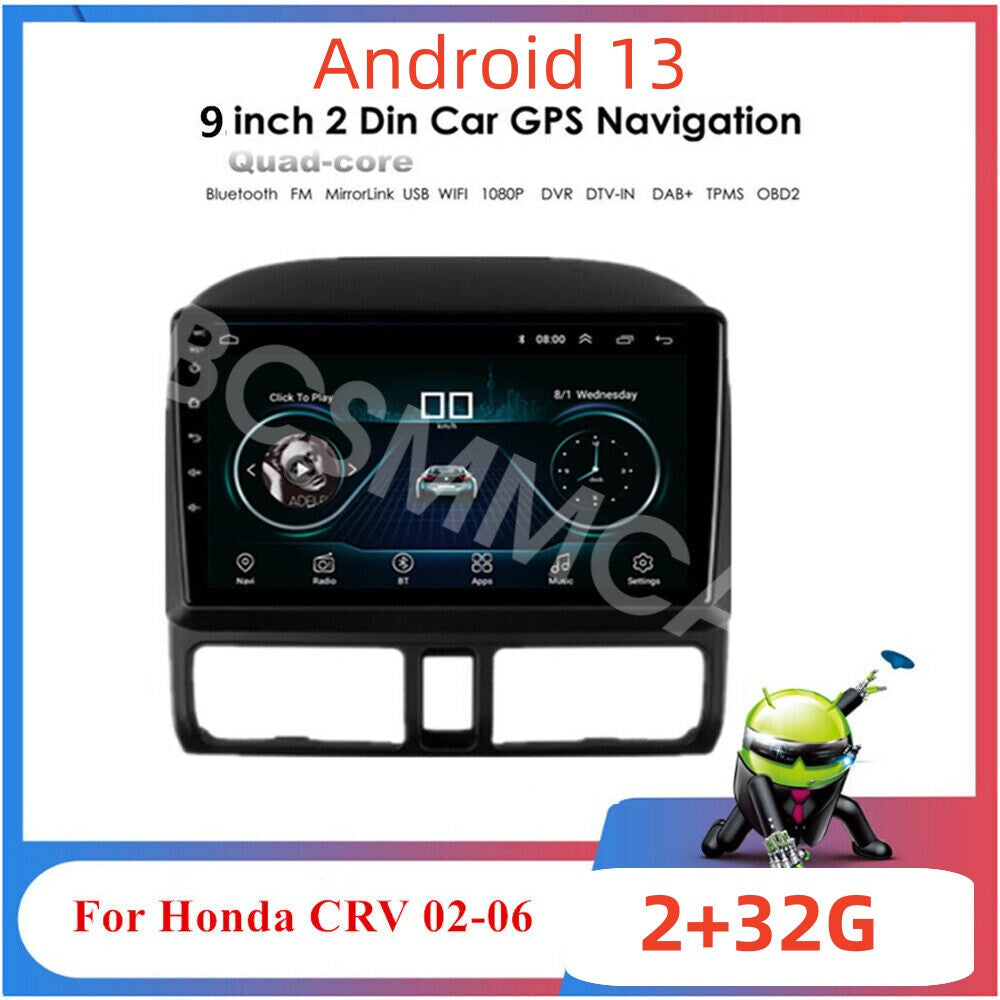 9 Car Radio For Apple Carplay Andriod Auto Fit For 2002-2006 for Honda CR-V Camera