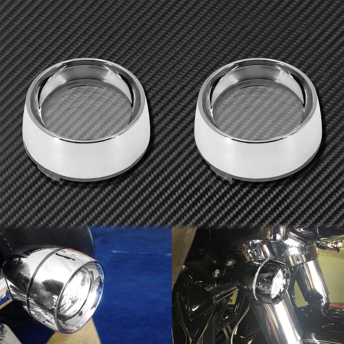 Chrome Clear Trim Ring Bullet Turn Signal Lens Cover Fit for Harley Softail Dyna