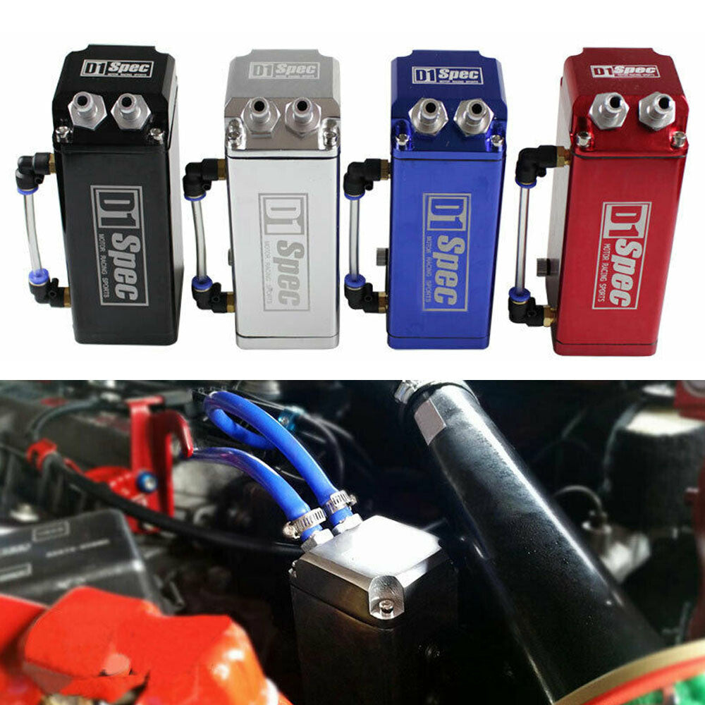 D1 Spec Aluminum Square Car Engine Oil Catch Tank Can Reservoir Breather Kit