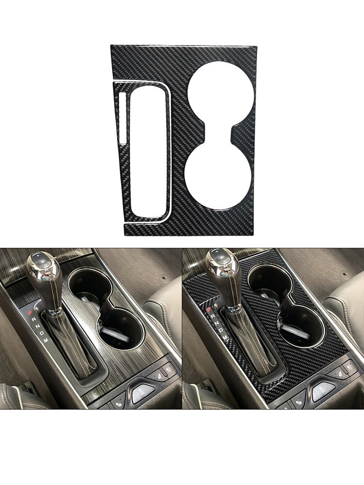 2Pcs Gear Shift Box Panel Trim Cover Carbon Fiber for Chevy Impala 2014-2020