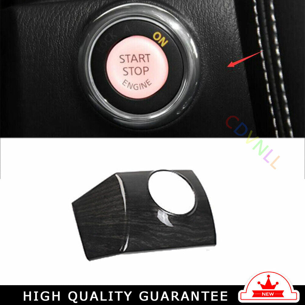 One-Click Startup Frame Cover Trim for Nissan Armada Y62 17-20 Black Wood Grain