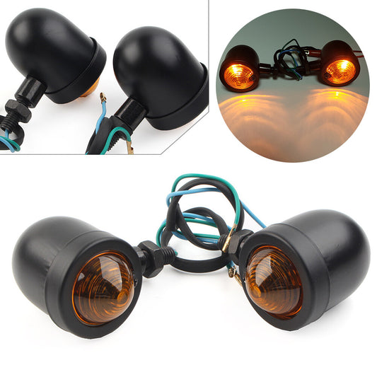 for Harley Cafe Racer Bobber Chopper Motorcycle Turn Signal Light Lamps Amber mo