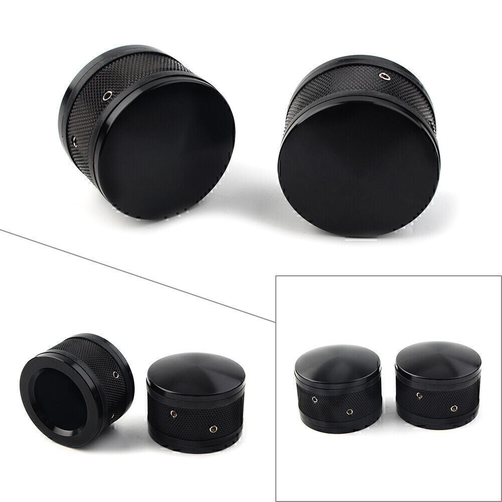 2x CNC Front Axle Nut Cover Cap Black Fit for Harley Sportster Softail Road King
