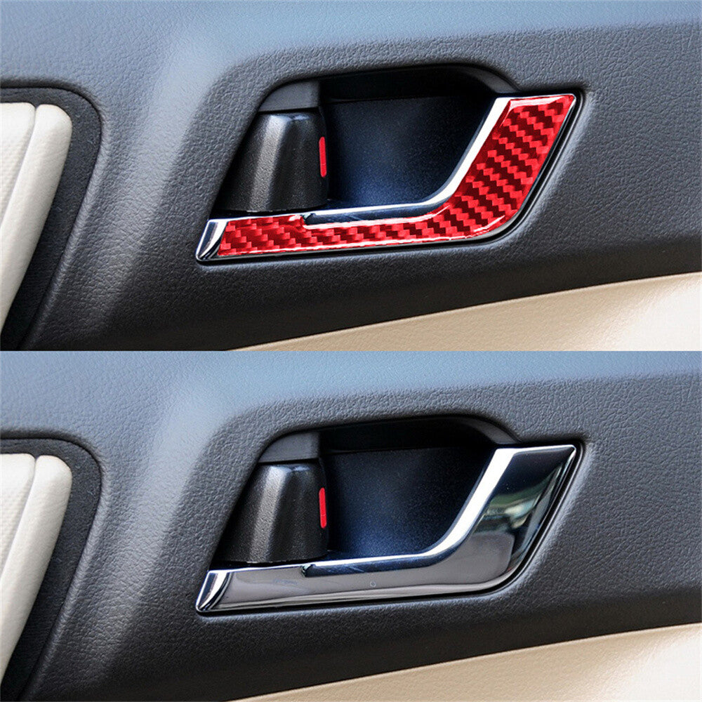 4¡ÁRed Carbon Fiber Interior Door Handle Decor Trim For Toyot@ Highlander 2008-13