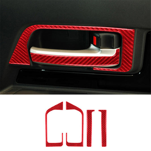 4x Red Inner Door Handle Panel Trim Carbon Fiber for Toyota FJ Curiser 2007-2021