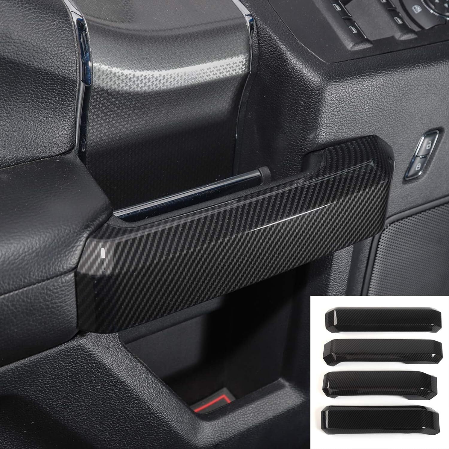 Carbon Fiber For 15-20 for Ford F-150 Inner Door Handles Cover Trim Accessories 4PCS