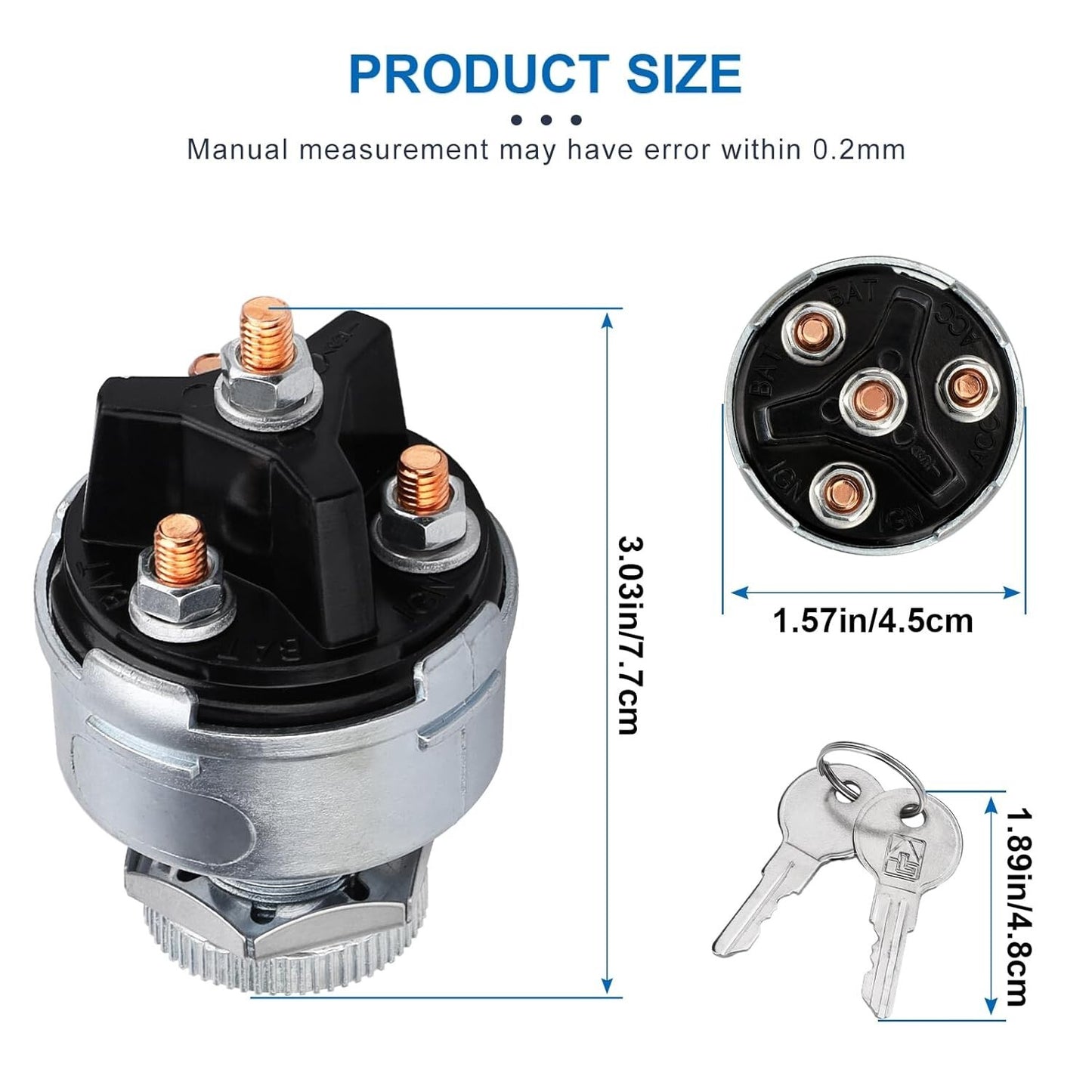 Ignition Key Switch for Car,Forklift,Truck,Tractor,Trailer,Caterpillar4-Position