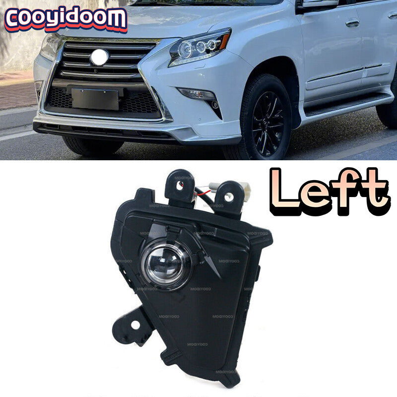 The front bumper fog light on the left applies to 2014-2020 for Lexus GX460 and GX400.